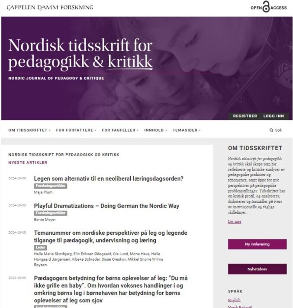 Nordisk Tidsskrift for Pedagogikk og Kritikk
